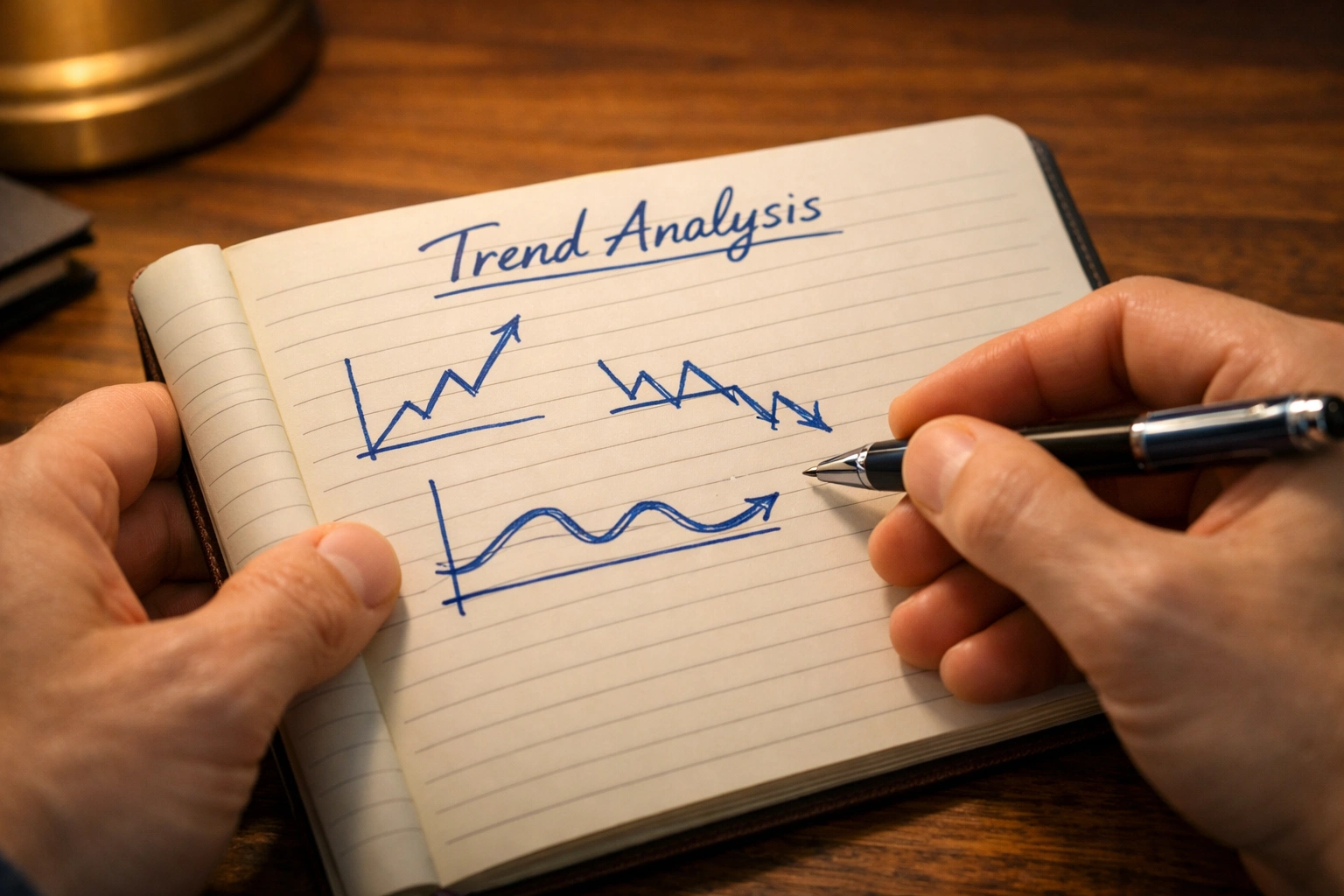 Professional reviewing sports data charts on a notepad